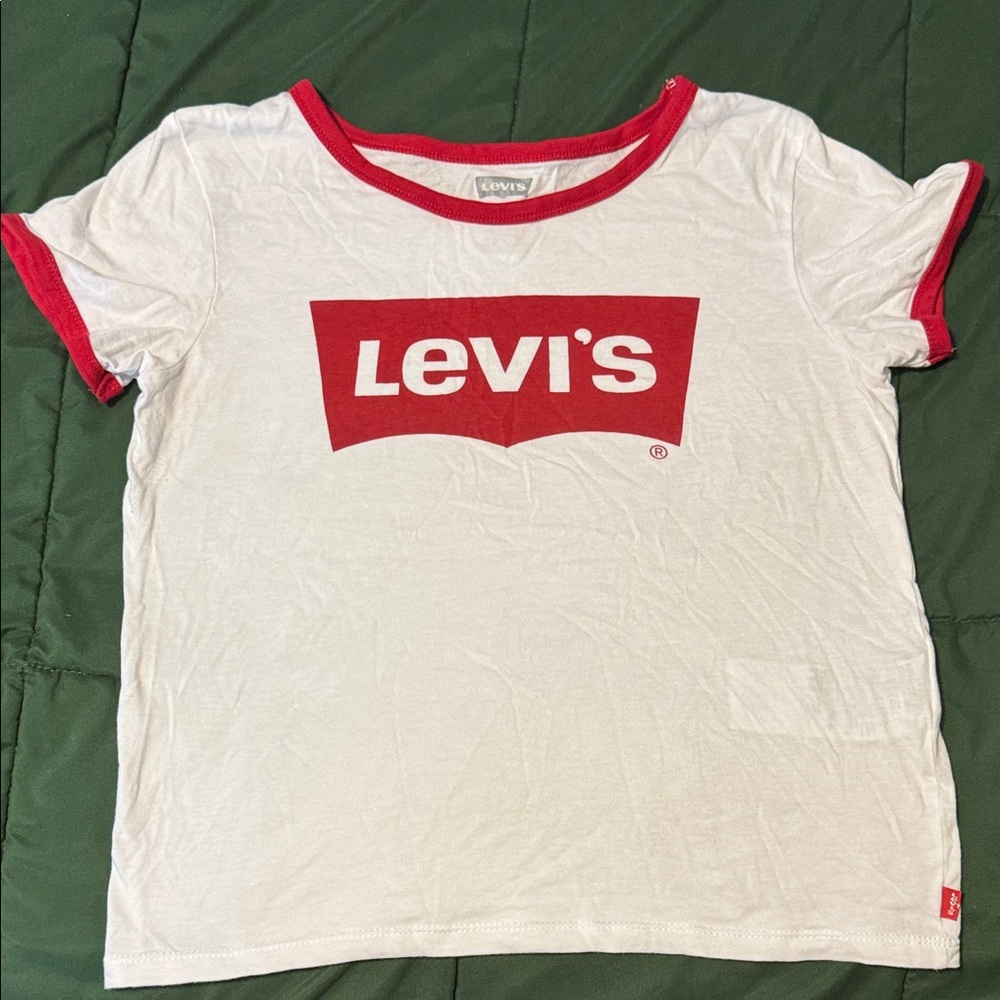Levi's Red and White Logo Tee size M juniors